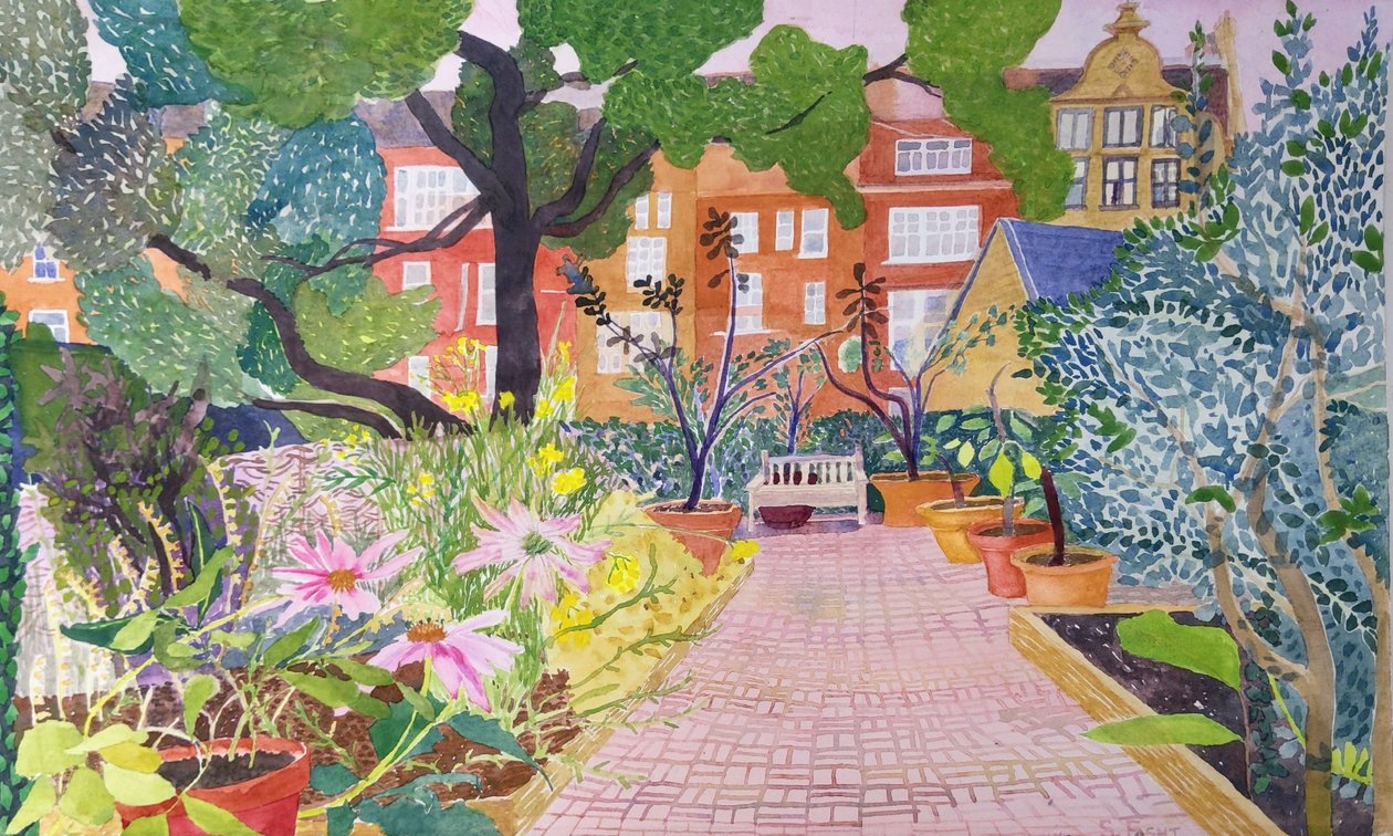 药用植物园，切尔西植物园 2022 年（纸面水彩画） 作者 