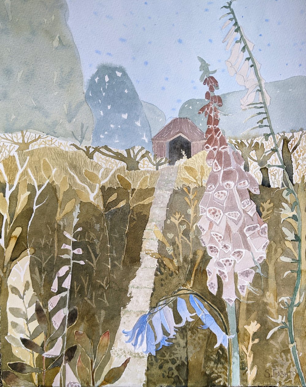 隐居，2022 年（纸上水彩画） 作者 