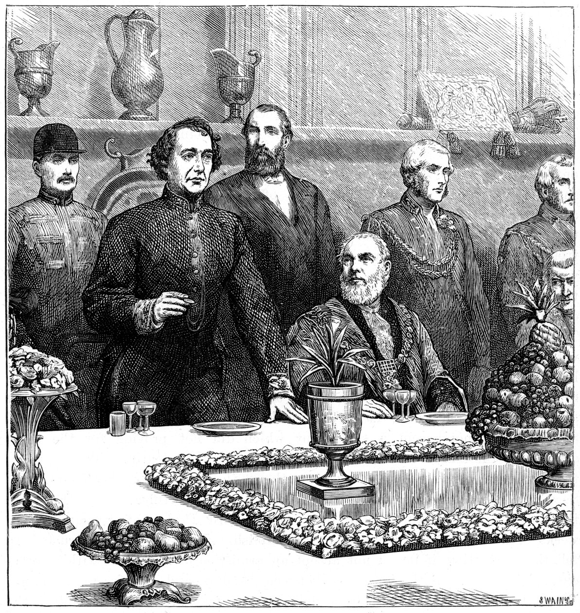 1900年，十九世纪末，比肯斯菲尔德勋爵在市政厅举行的宴会上 作者 斯温