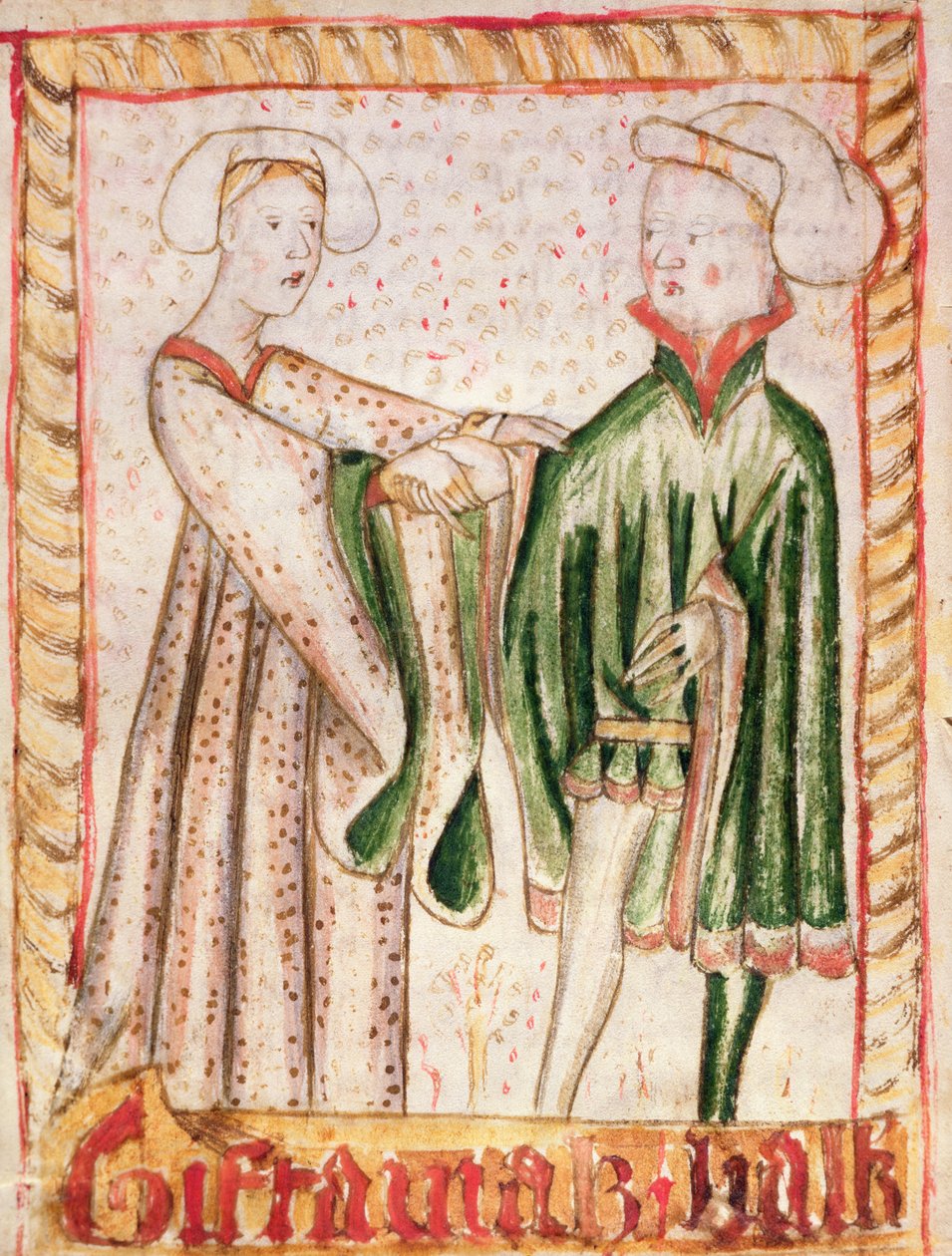 婚姻，来自马格努斯埃里克森的国家法律法规（1319-64）c.1450 作者 瑞典学校