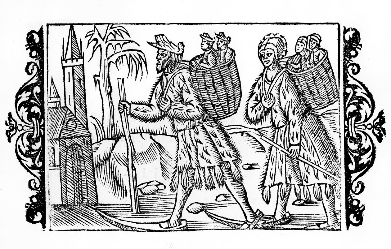 两个芬兰人在滑雪--在瑞典大主教Olaus Magnus的《De Gentibus Septrionalibus》中。 作者 瑞典学校