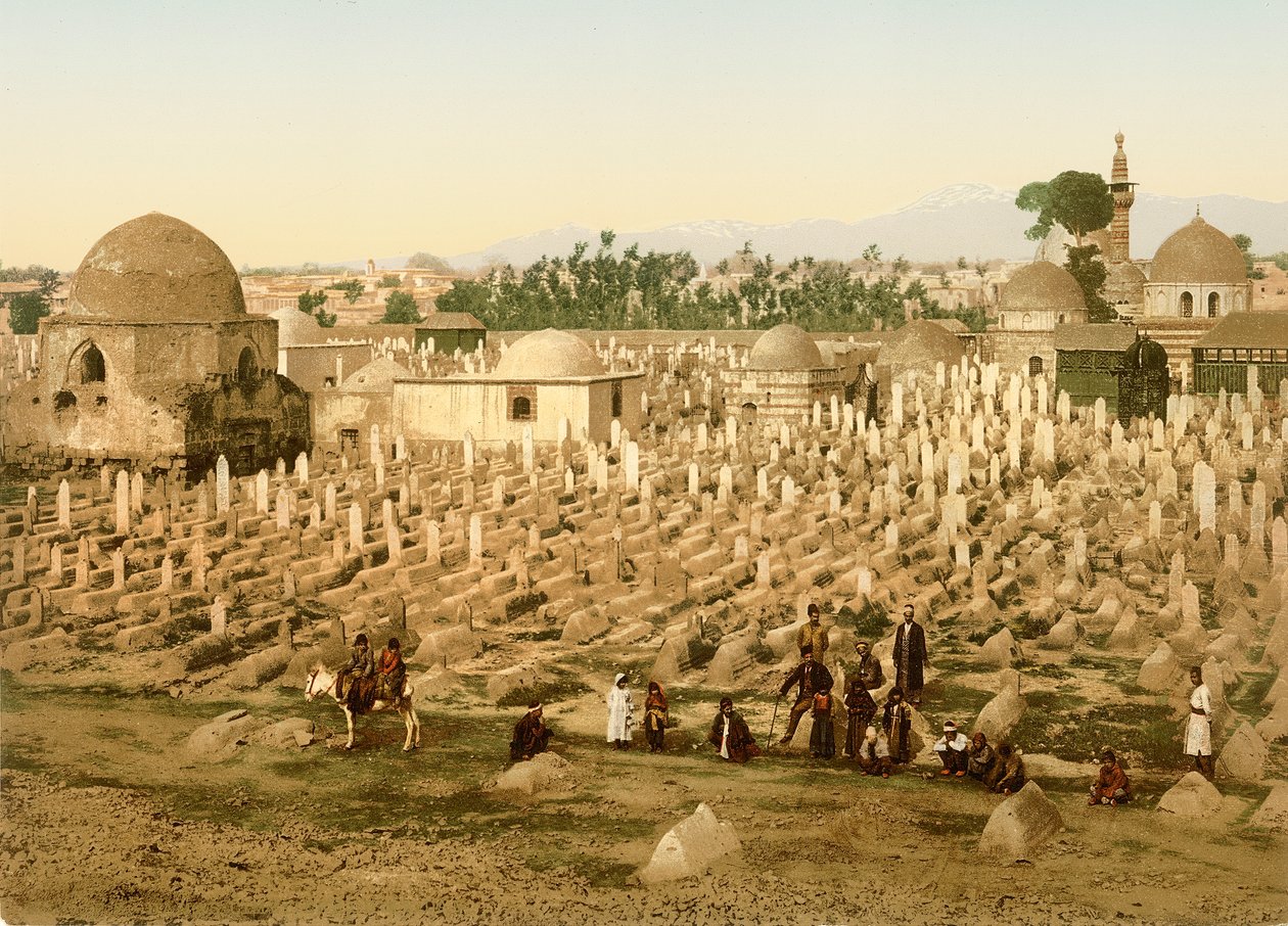 Meidan公墓，大马士革，1880-1900（photochrom） 作者 瑞士摄影师