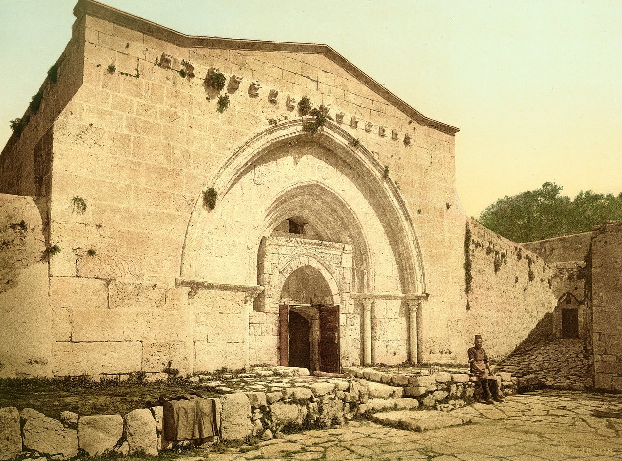 耶路撒冷Kedron山谷的圣母玛利亚教堂的立面，1880-1900（photochrom） 作者 瑞士摄影师