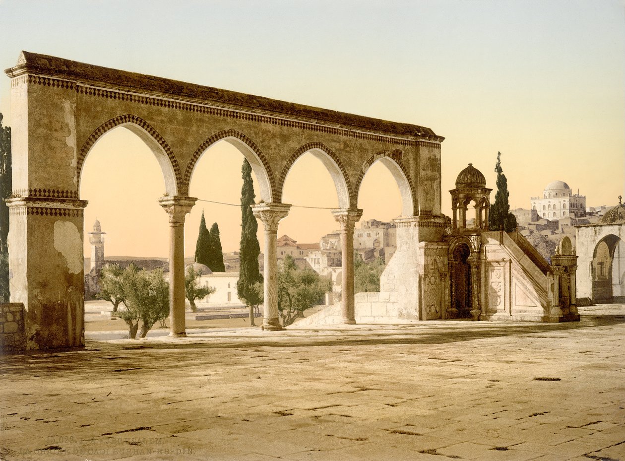 圣殿山 - 圆顶清真寺，耶路撒冷，1880-1900（photochrom） 作者 瑞士摄影师