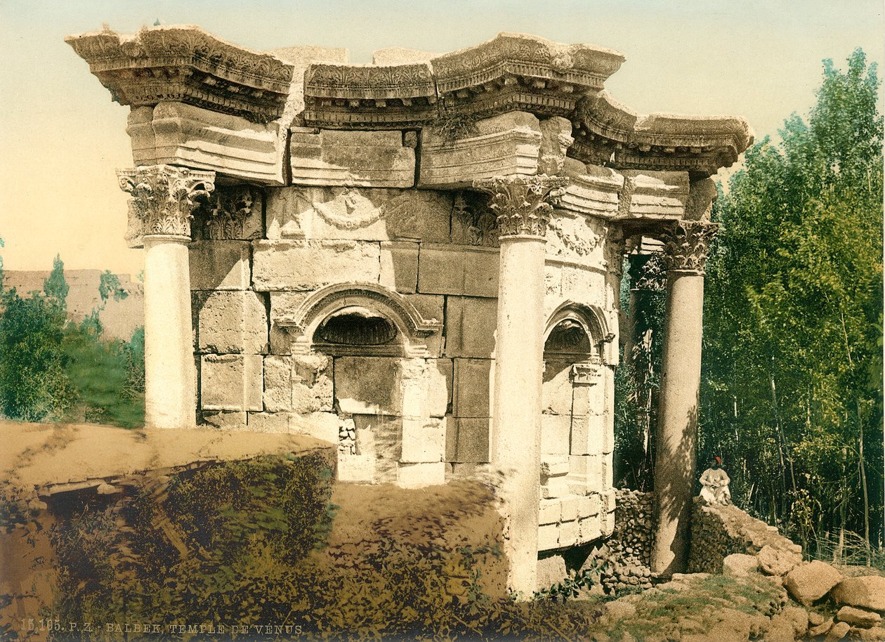 巴勒贝克独特的圆形寺庙，被称为维纳斯神庙，1880-1900（photochrom） 作者 瑞士摄影师