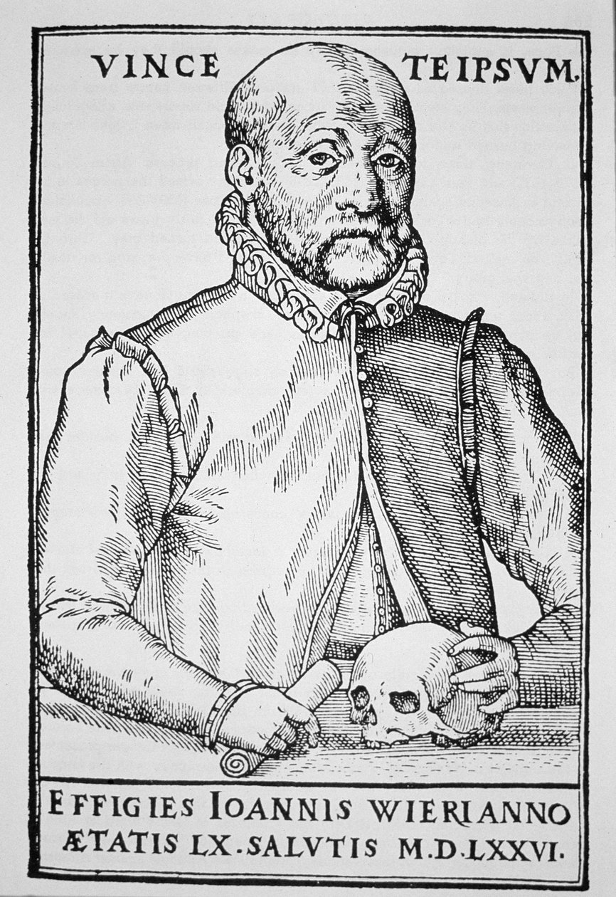 John Wier（1516-88）来自巴塞尔1577年De Lamiis Liber的插图副本，用于19世纪后期出版的“魔法史” 作者 瑞士学校