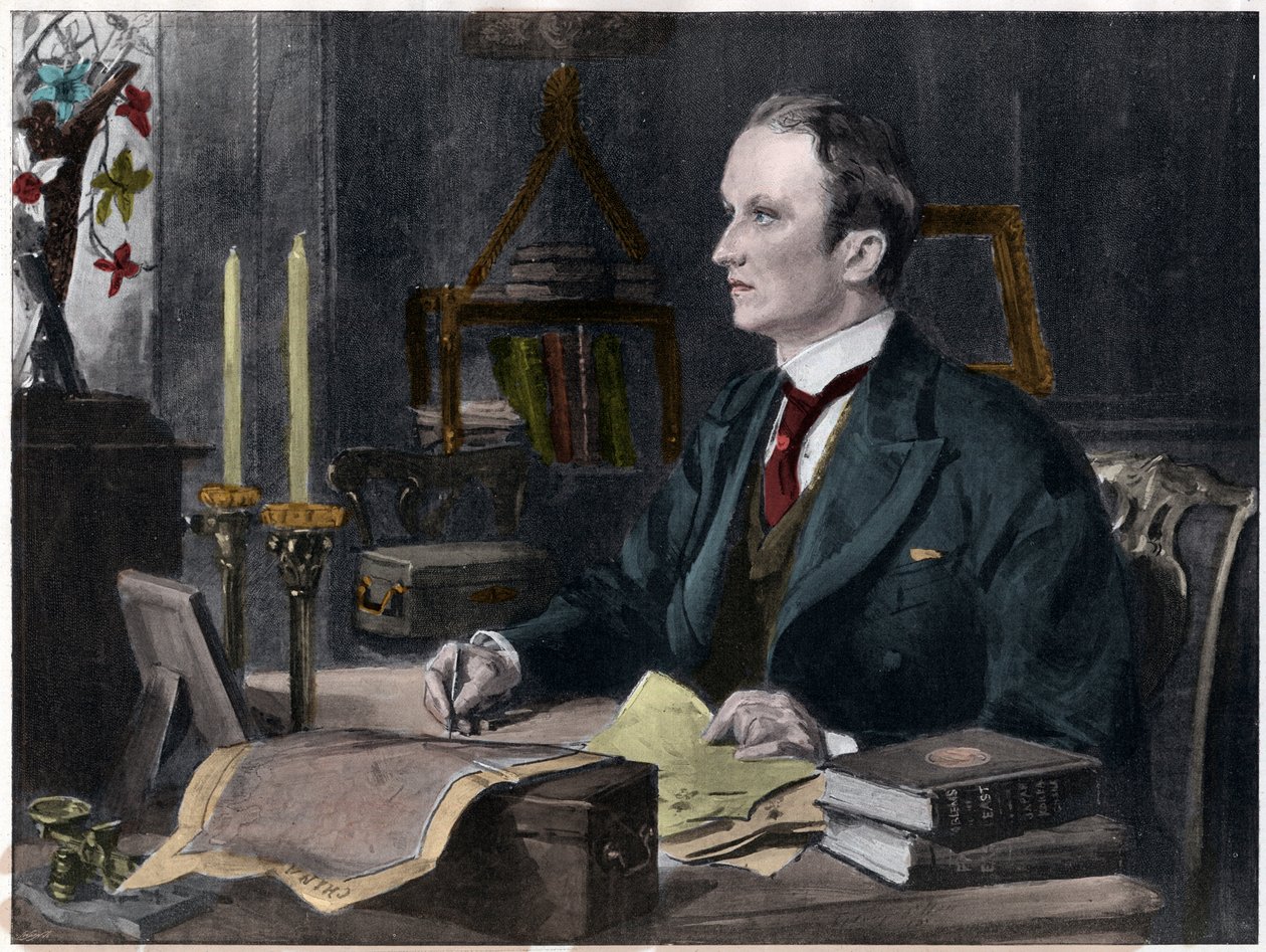 George Curzon的肖像，Kedleston（1859-1925）印第安总督的第一个Marquess Curzon。 1898年。 作者 悉尼事后大厅