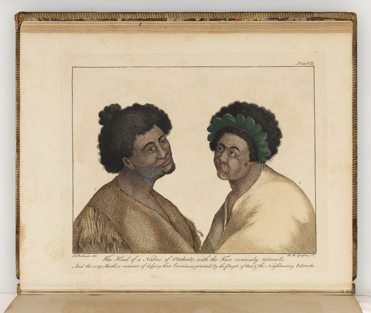 Otaheite土生土长，从南海航行期刊的插图：在他的Majestys船上，奋进号，1794年（手工彩色雕刻） 作者 雪梨