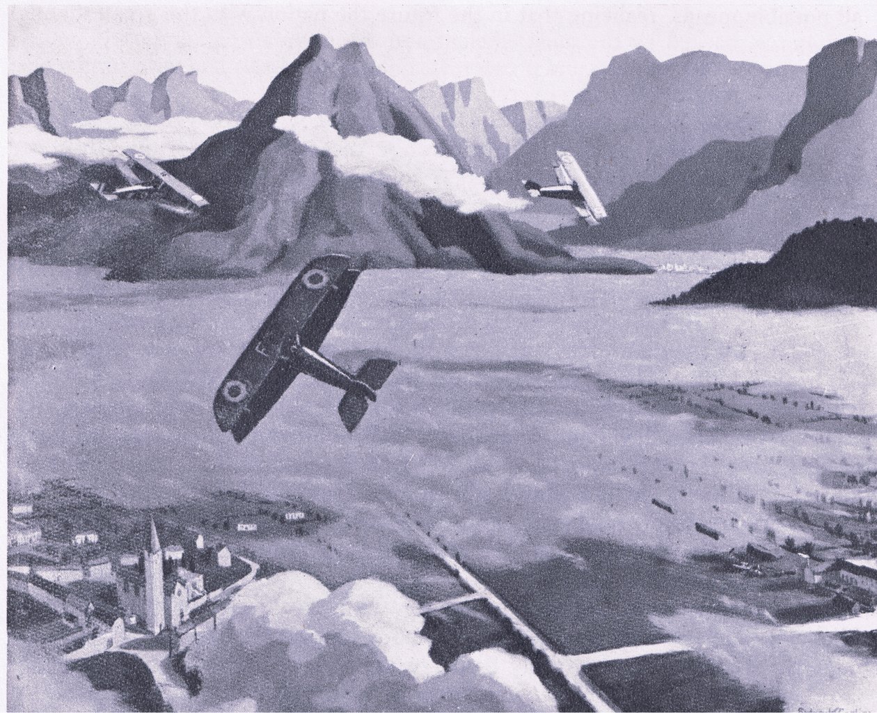 英国侦察兵从1947年柯林斯出版的英国探险队离开他们的机场，在意大利的Asiago Plateau上巡逻 作者 悉尼卡琳