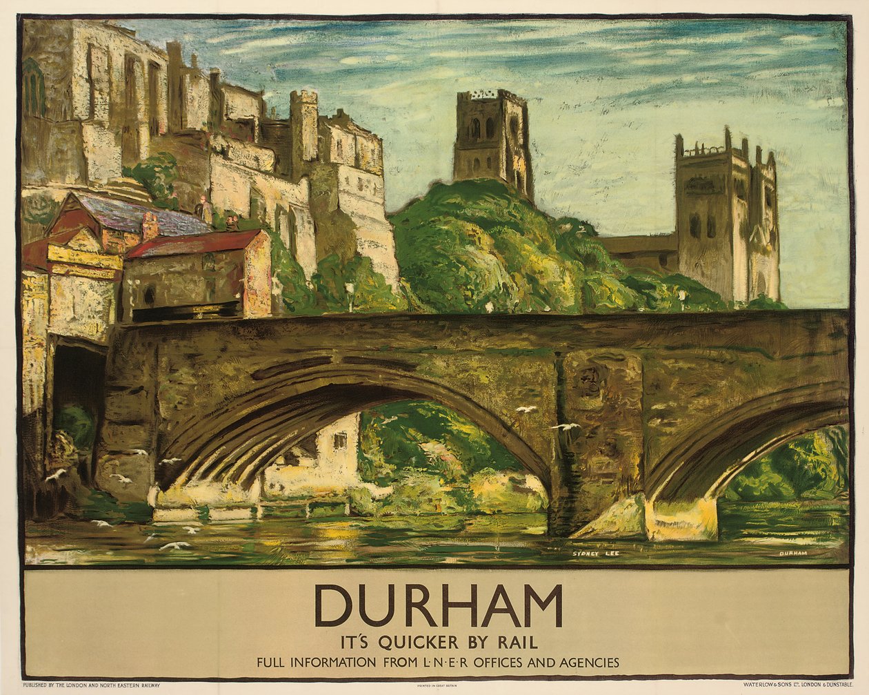 英国铁路公司达勒姆广告海报，约 1935 年（彩色石版画） 作者 悉尼李