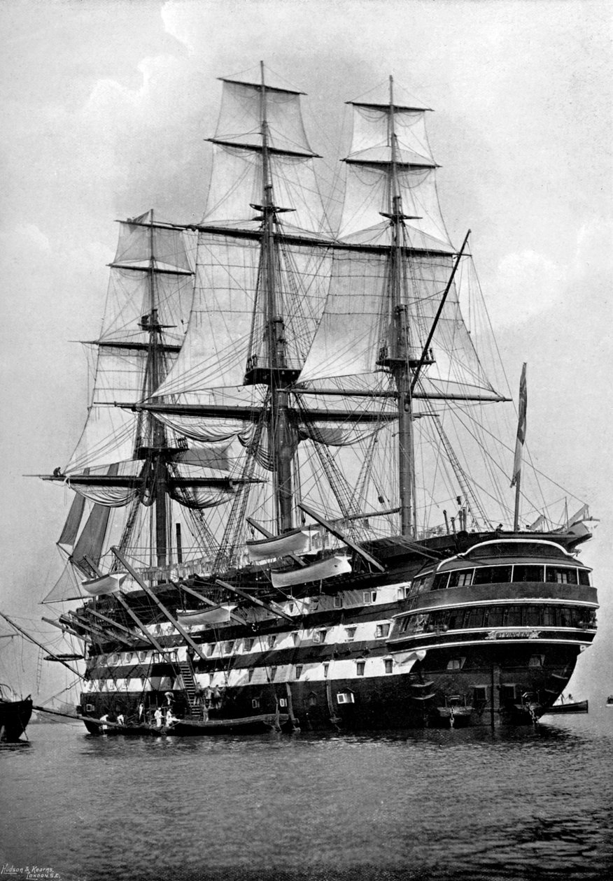 训练船HMS St Vincent在汉普郡朴茨茅斯，1896年 作者 西蒙兹公司
