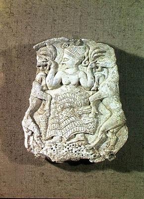 一个pyxis的盖子描绘了动物的女主人喂养两只野山羊，c.1200-1150 作者 叙利亚叙利亚