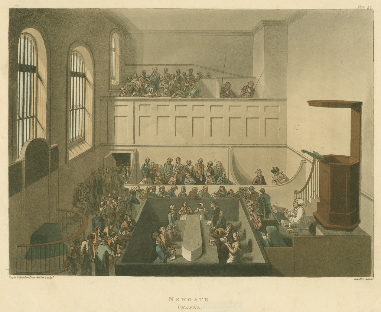 Newgate Chapel，1809（aquatint） 作者 普金和罗兰森
