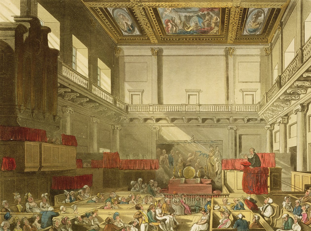 白厅，来自“阿克曼的伦敦微观世界”，由John Bluck（fl.1791-1831）1809（aquatint）镌刻 作者 普金和罗兰森
