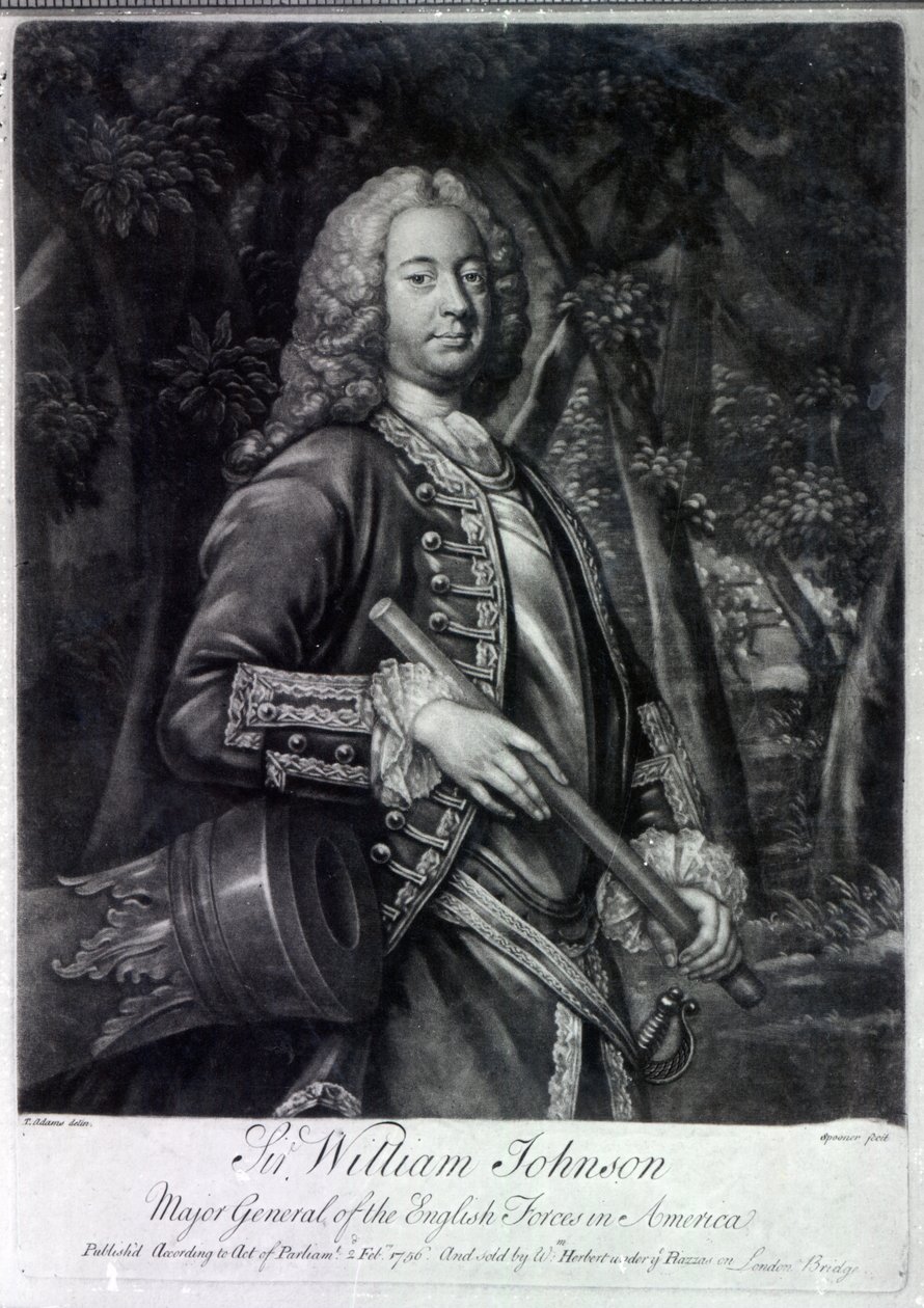 威廉·约翰逊爵士，1756年由Charles Spooner雕刻（mezzotint） 作者 T.亚当斯