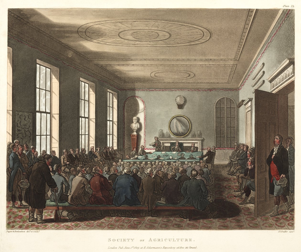 农业协会，来自伦敦的Ackermanns Microcosm，由Joseph Constantine Stadler（fl.1780-1812）1809（手工彩色aquatint）雕刻而成 作者 T.和普金·罗兰森
