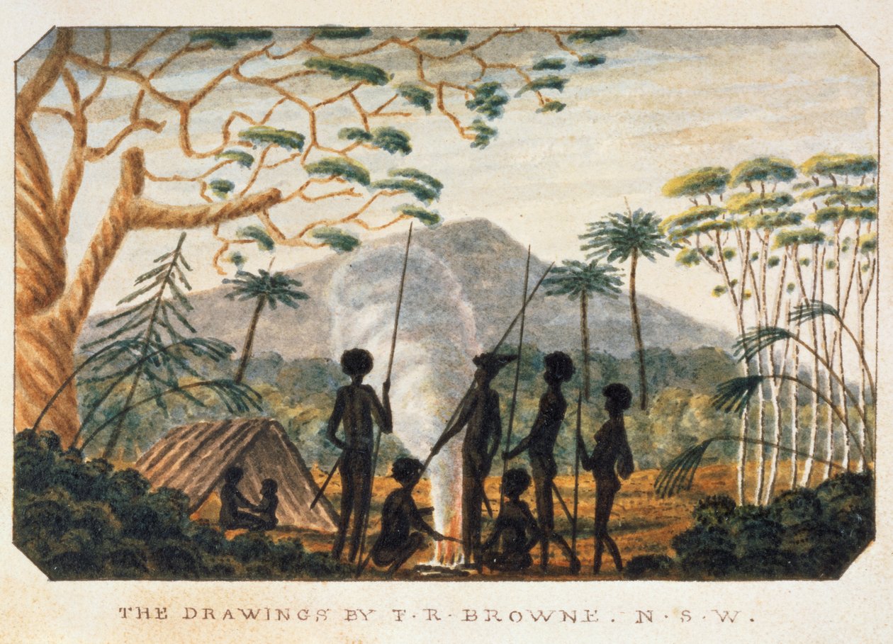 1813年，一群原住民在篝火旁 作者 TR布朗
