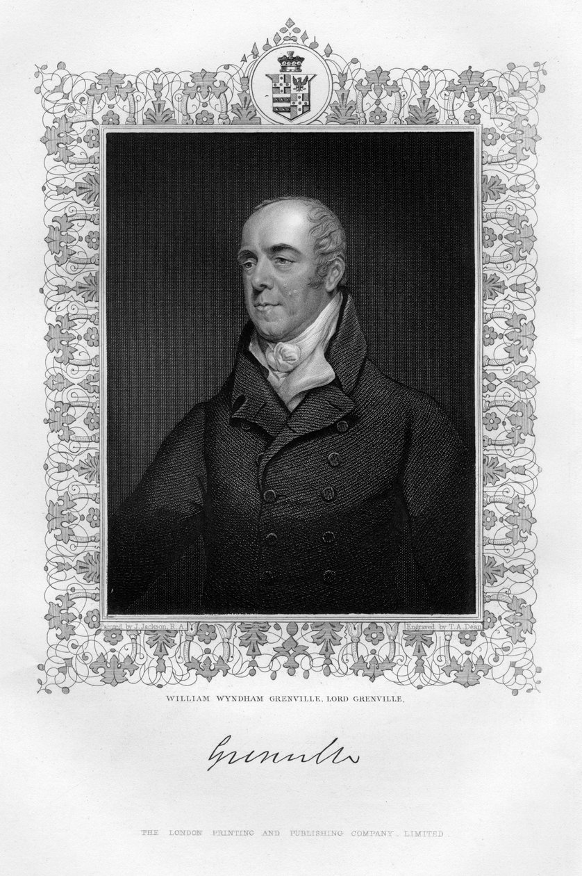 威廉·温德姆·格伦维尔（William Wyndham Grenville）1759-1834年，英国政治家格伦维尔男爵（1st Baron），19世纪。 作者 TA院长