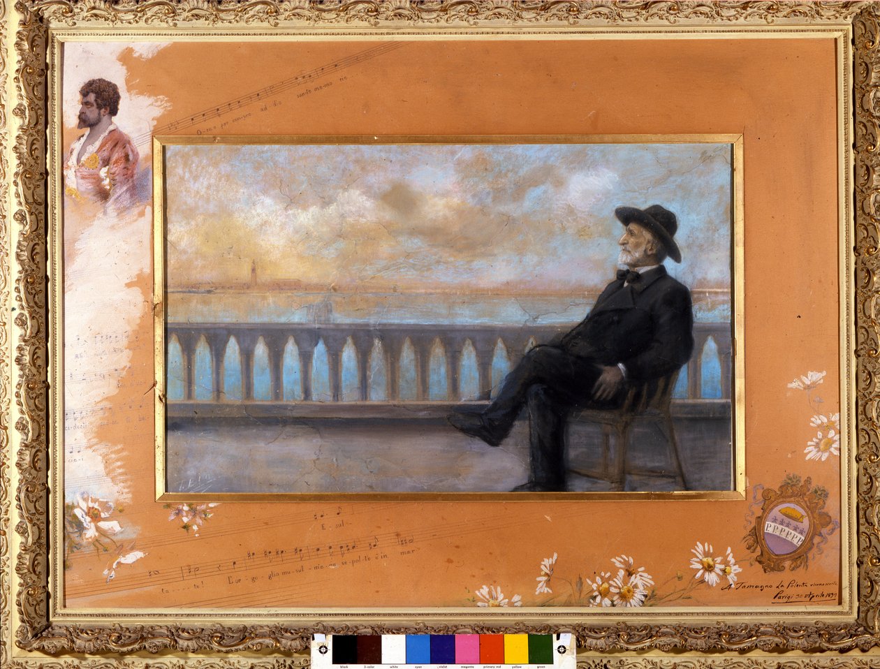 意大利作曲家朱塞佩-威尔第（1813-1901）在威尼斯的画像。T. Bianco的粉彩画，由作曲家于1897年捐赠给歌手Tamagno。 作者 T·比安科