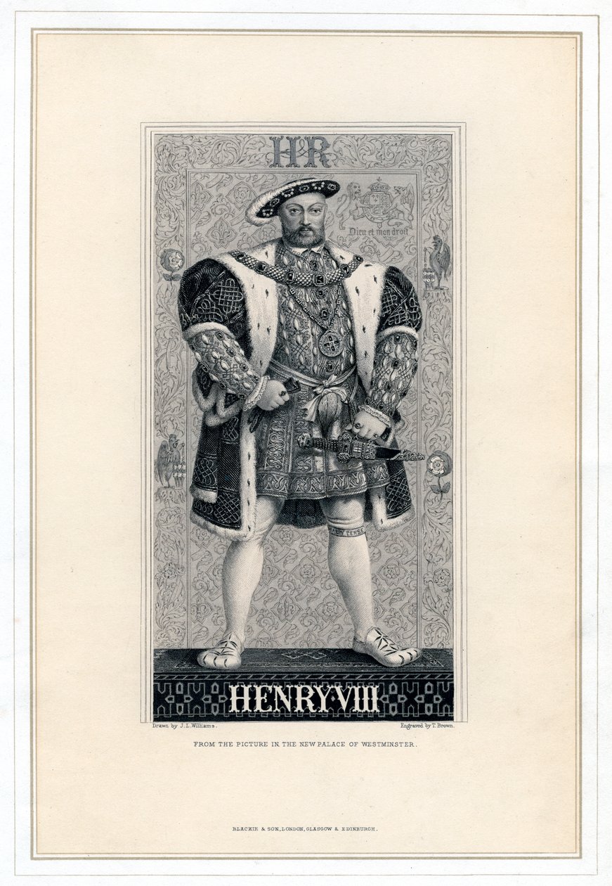 英国的亨利八世（Henry VIII），1491-1547年。 作者 布朗