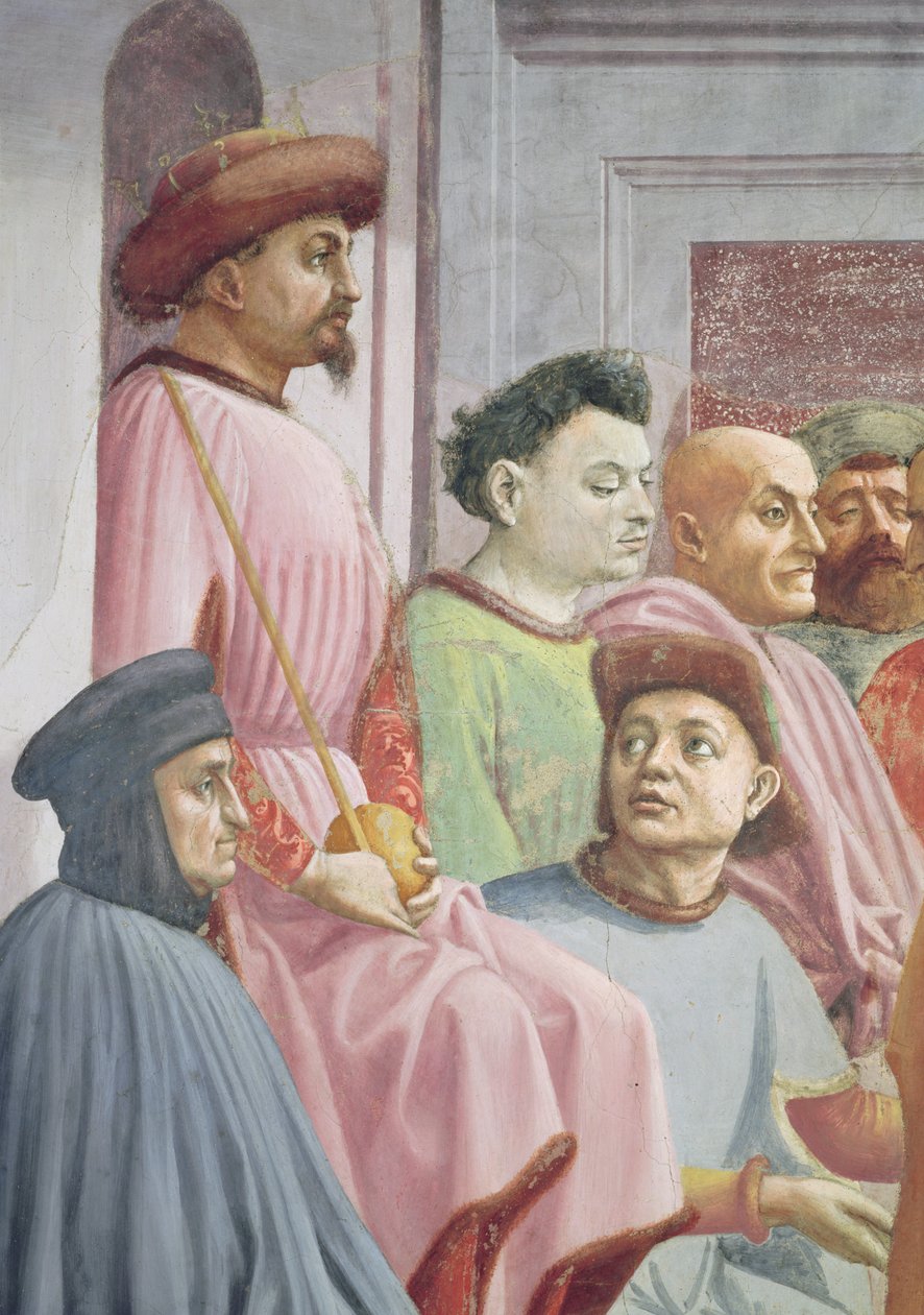 安提阿之王西奥菲勒斯的儿子的升起，安提阿国王的细节，c.1427壁画也参见63302 作者 托马索·马萨乔