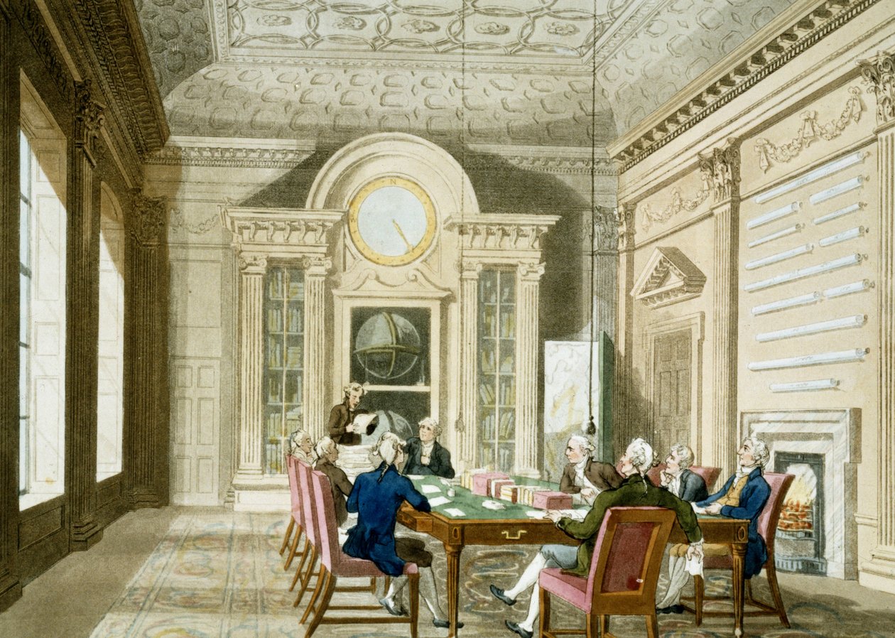 英国 Admiraut 行政室。彩色蚀刻版画于 1 月 1 日出版 作者 T. & Pugin AC (1762 1832)（之后）罗兰森