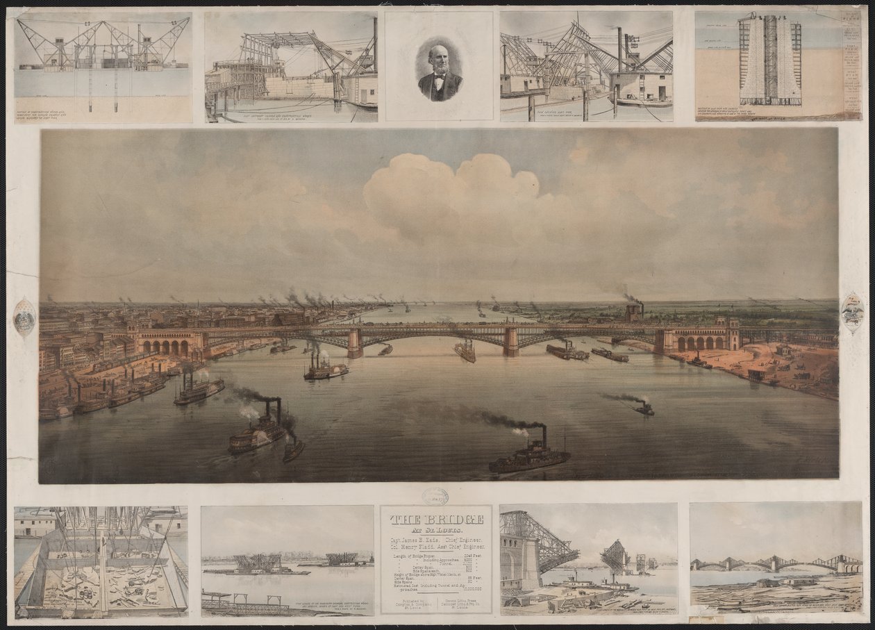 圣路易斯的桥，约1874年（色版画）。 作者 韦尔克