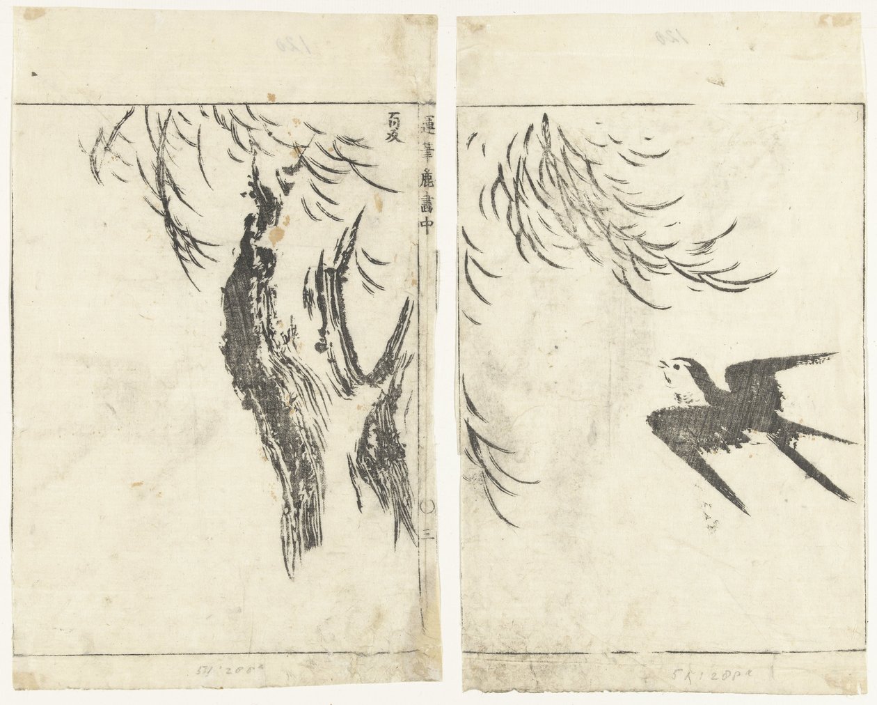 燕子和柳 平滑笔触的图像（系列标题） Umpittsu soga（物体上的系列标题） 作者 立花守国