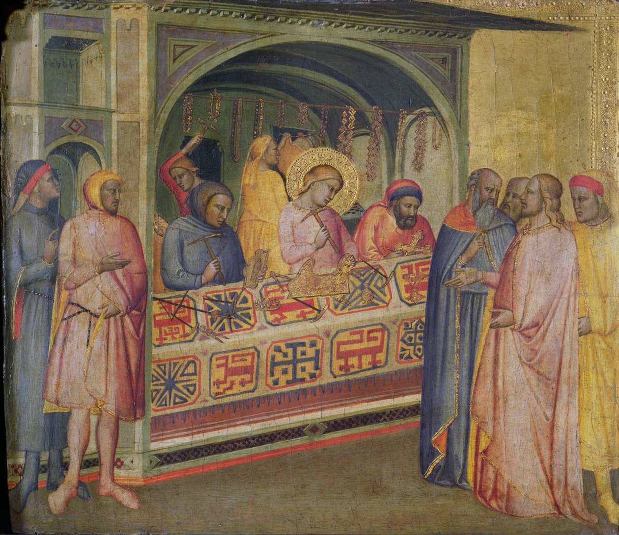 Silversmith工作室的St. Eloi 作者 塔迪奥·加迪（Taddeo Gaddi）