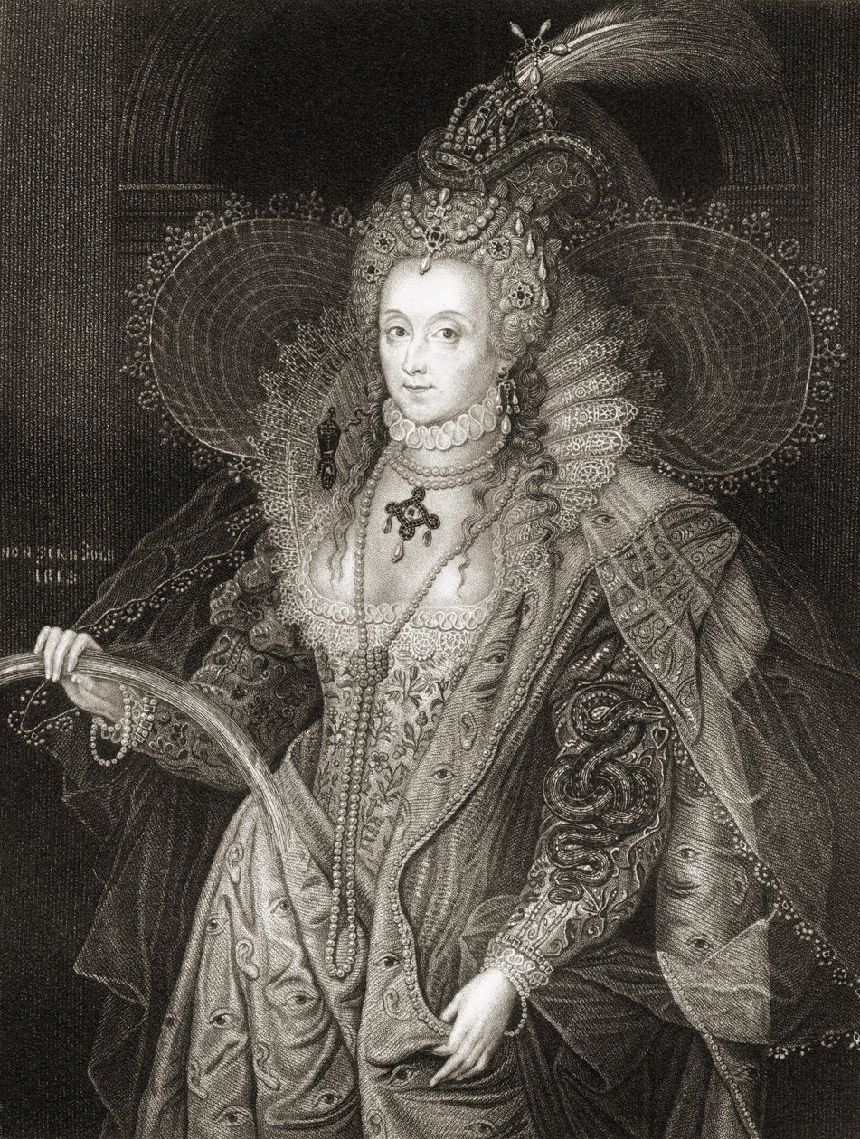 女王伊丽莎白一世（1533-1603），来自&39;洛奇的英国肖像&39;，1823年 作者 塔迪奥·祖卡里（Taddeo Zuccari）