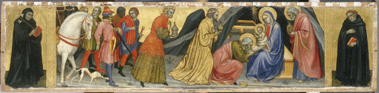贤士和两位圣徒的崇拜，c.1404（杨木上的蛋彩画） 作者 塔迪奥·迪·巴尔托洛