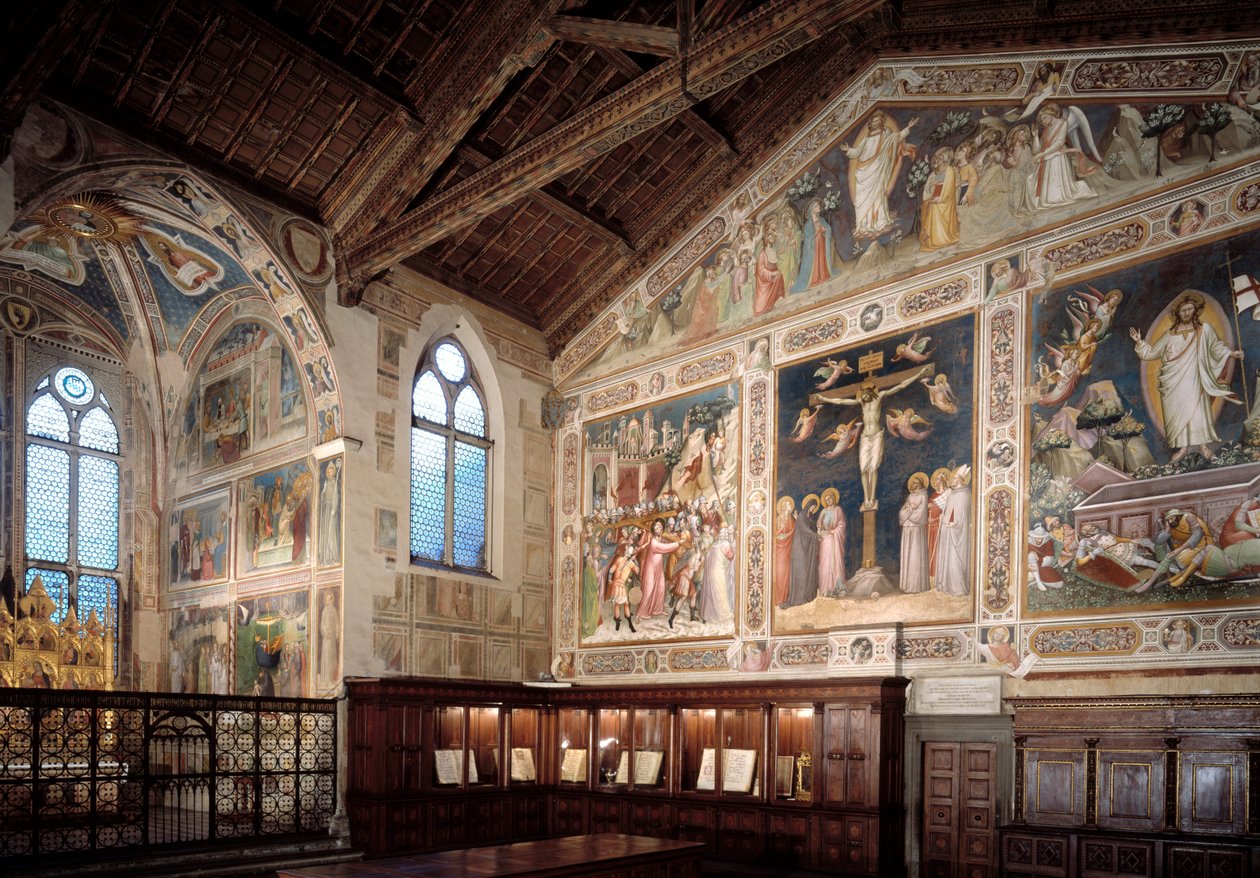 描绘耶稣受难的壁画的圣器室内景 作者 塔迪奥·加迪（Taddeo Gaddi）
