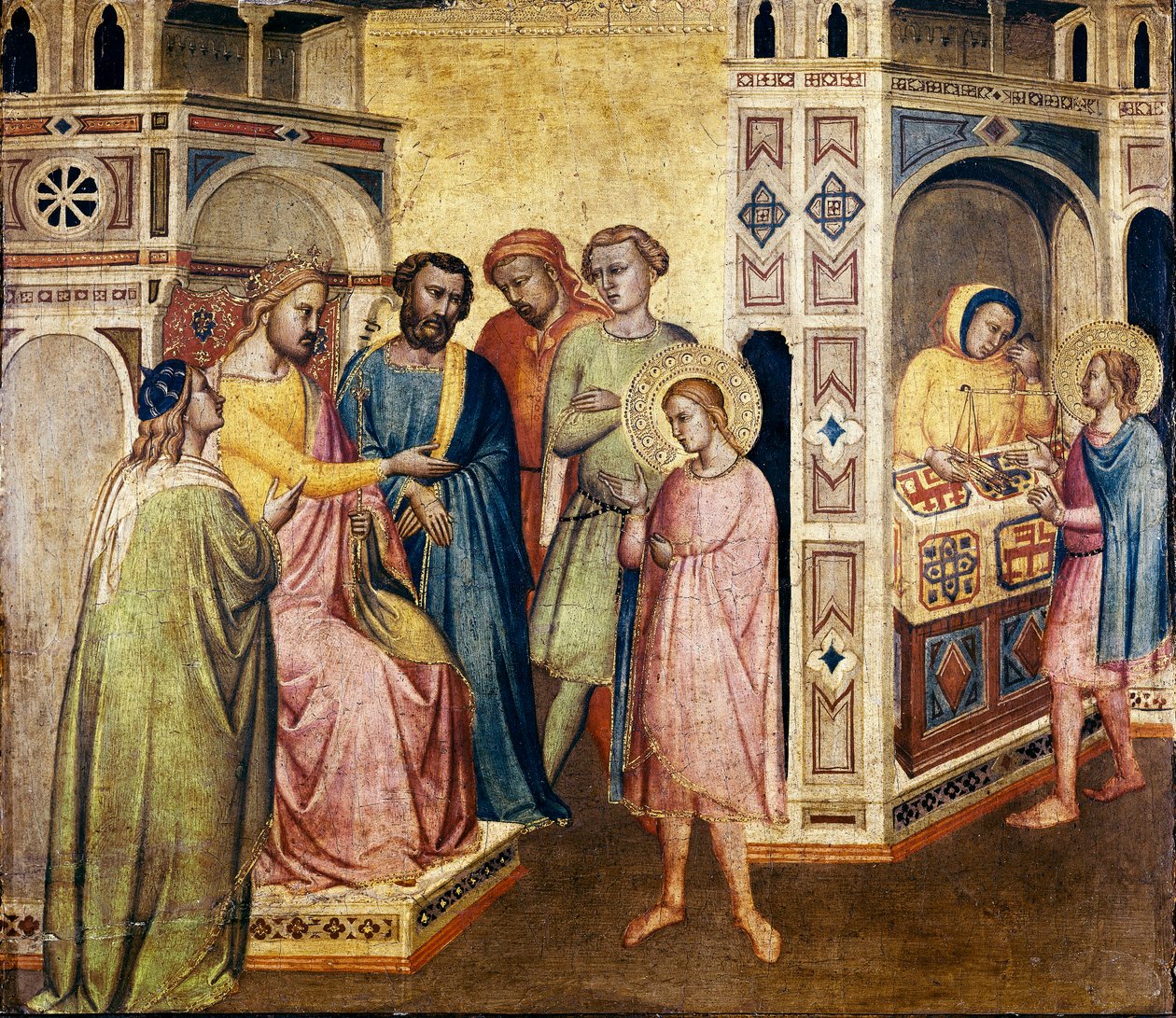 St. Eligius before King Clothar, c.1365 (tempera on wood) 作者 塔迪奥·加迪（Taddeo Gaddi）