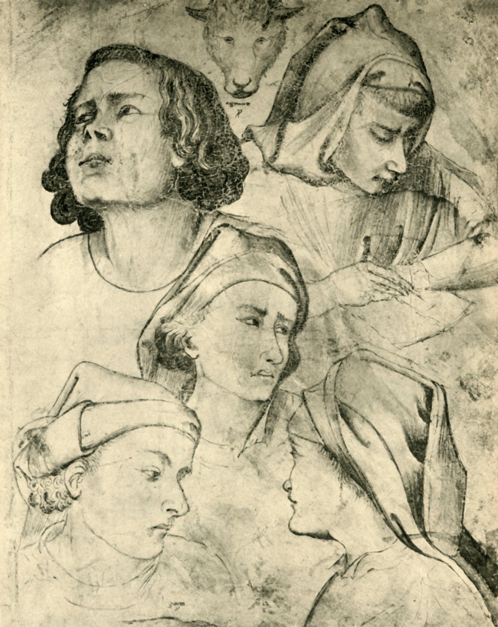 头部研究，约1320-1366，1943年 作者 塔迪奥·加迪（Taddeo Gaddi）