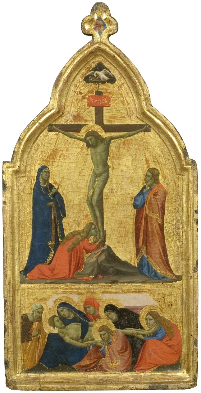 耶稣受难和哀悼（镀金面板上的蛋彩画） 作者 塔迪奥·加迪（Taddeo Gaddi）