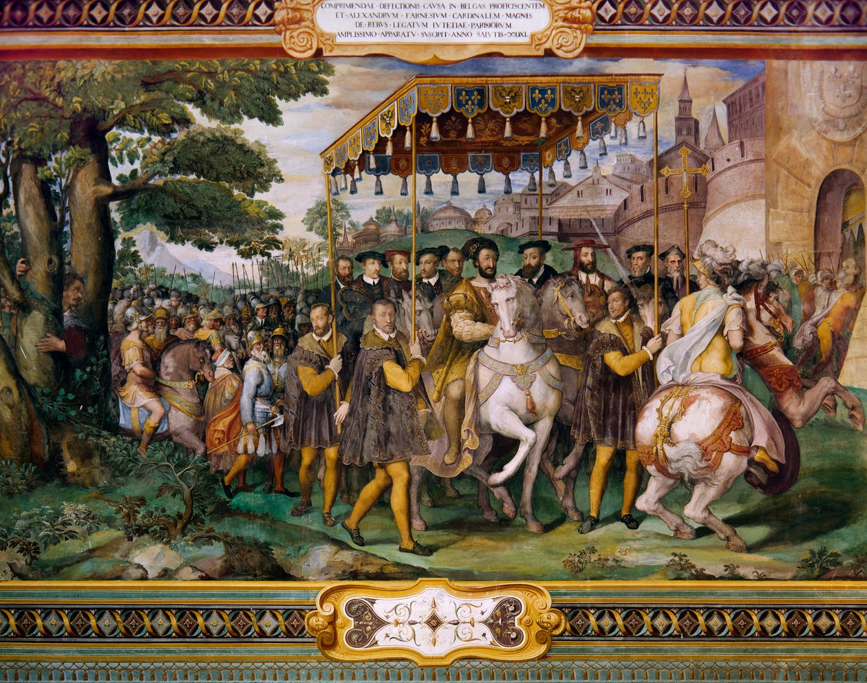 弗朗西斯一世在巴黎欢迎查理五世和红衣主教 Alessio Farnese，作者 Taddeo Zuccari（1529-1566），意大利卡普拉罗拉法尔内塞宫 作者 塔迪奥·祖卡里（Taddeo Zuccari）