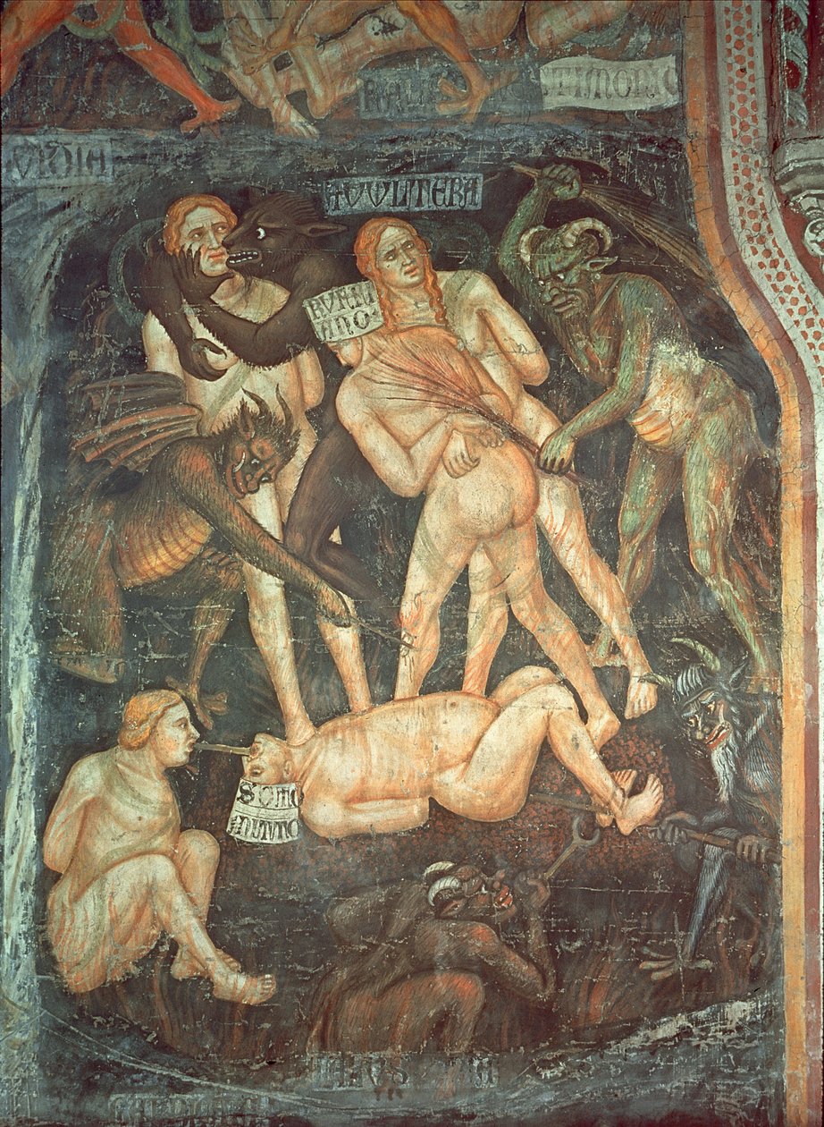 最后的审判，奸夫的细节，c.1394 作者 塔迪奥·迪·巴尔托洛