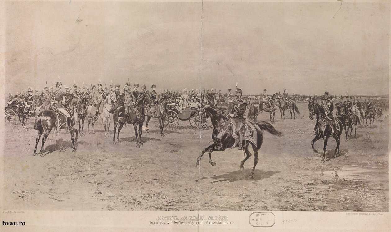 罗马尼亚军队杂志在皇帝和弗朗西斯·乔西夫一世的存在下，1897年 作者 塔德乌斯·阿吉杜基维奇