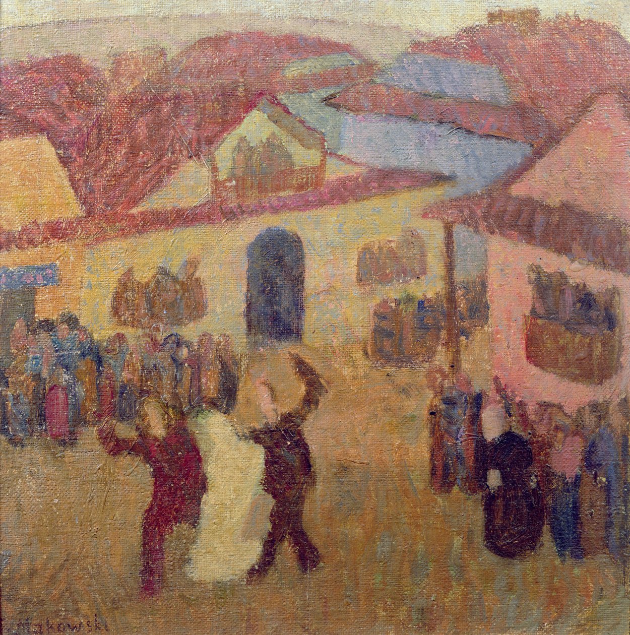 镇上的犹太婚礼（船上的油画） 作者 塔德乌斯·马科夫斯基（Tadeusz Makowski）