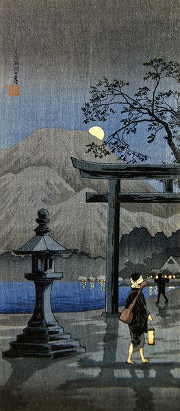 灯笼和托里门（彩色木版画） 作者 高桥弘明