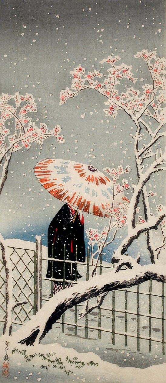 雪中的李子树 作者 高桥弘明