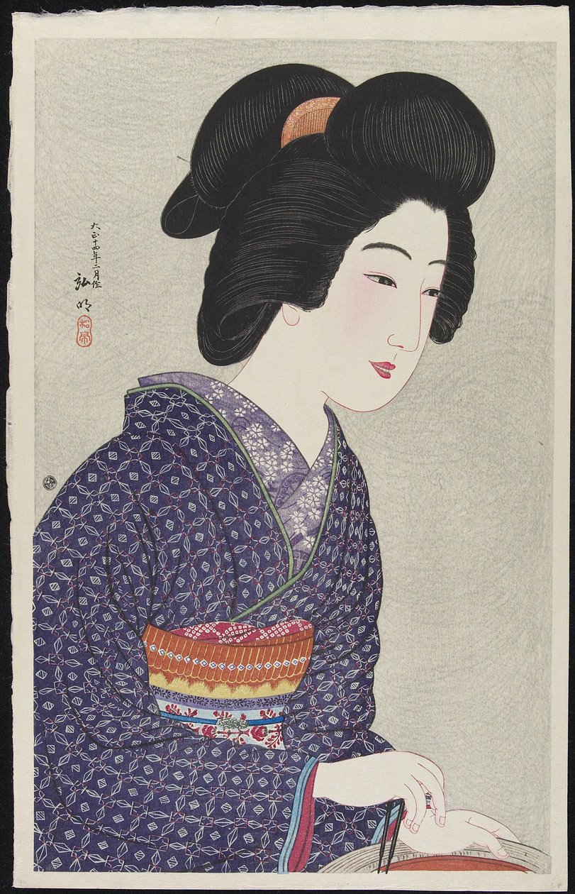 1925年2月坐在火盆旁的女人 作者 高桥弘明