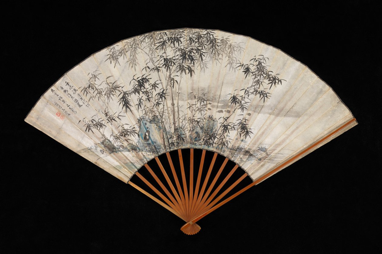 溪边的竹子和岩石，1832年。 作者 高井爱久