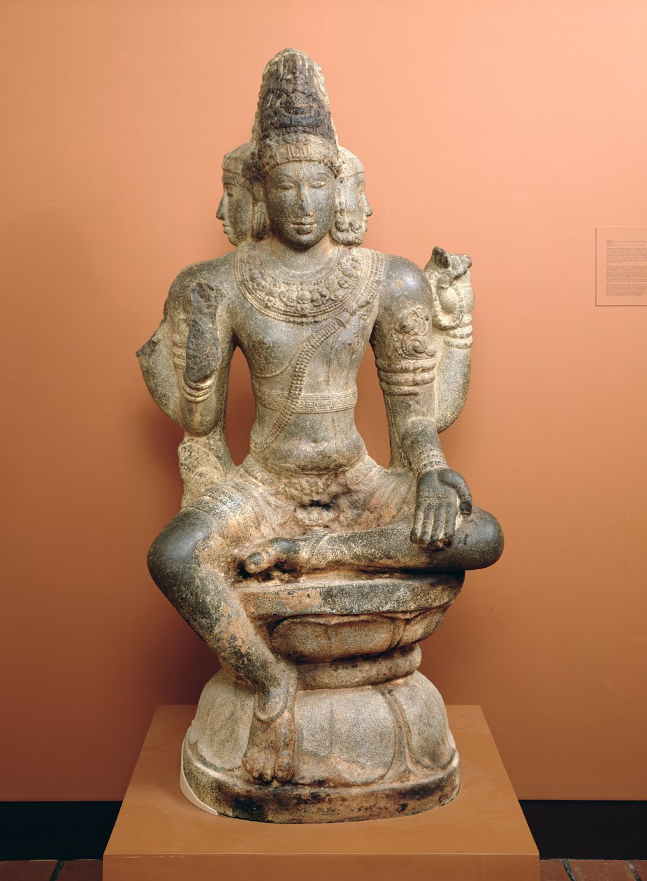 湿婆作为Mahesha或Brahma（花岗岩与石膏和红色颜料） 作者 泰米尔纳德邦泰米尔纳德邦