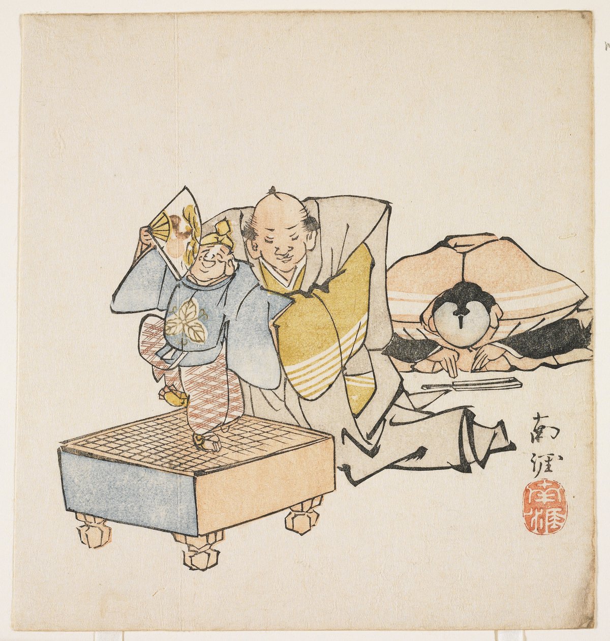 Puppeteers，c.1840（彩色木版画） 作者 田中南井