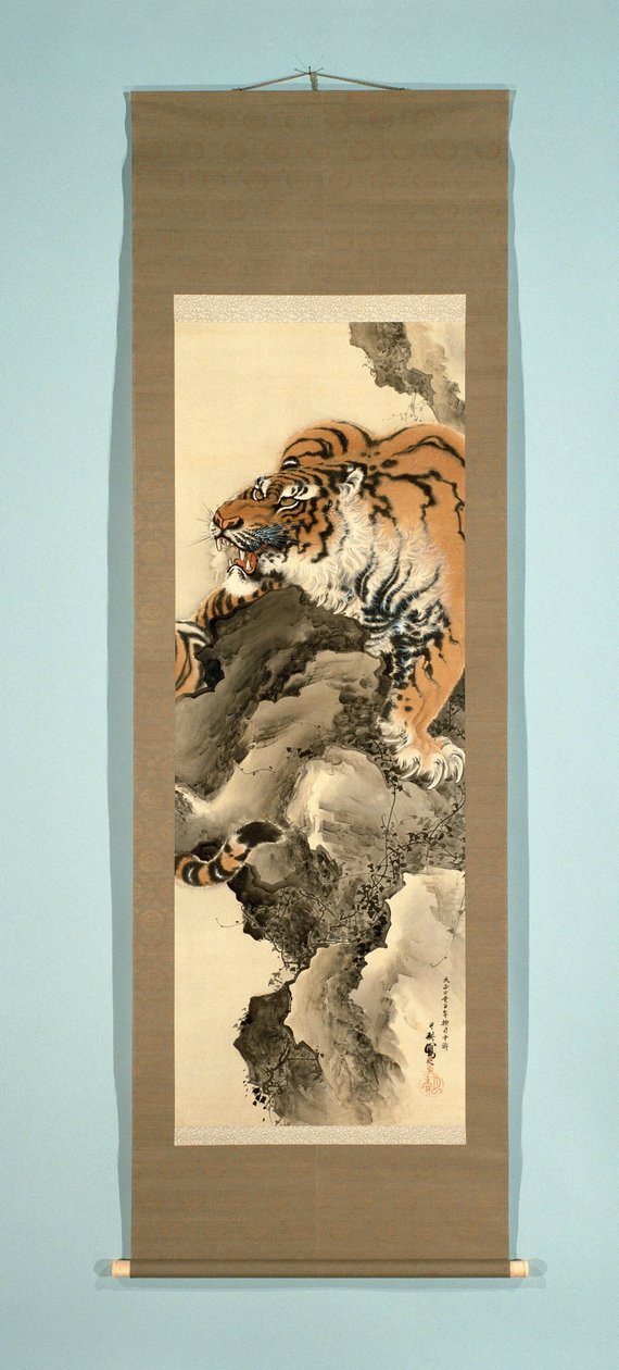 描绘岩虎的挂轴画 作者 田中壁虎