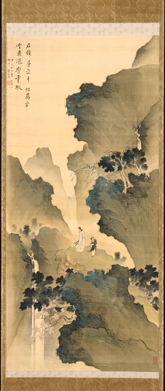 看着瀑布，挂轴 作者 塔尼文乔
