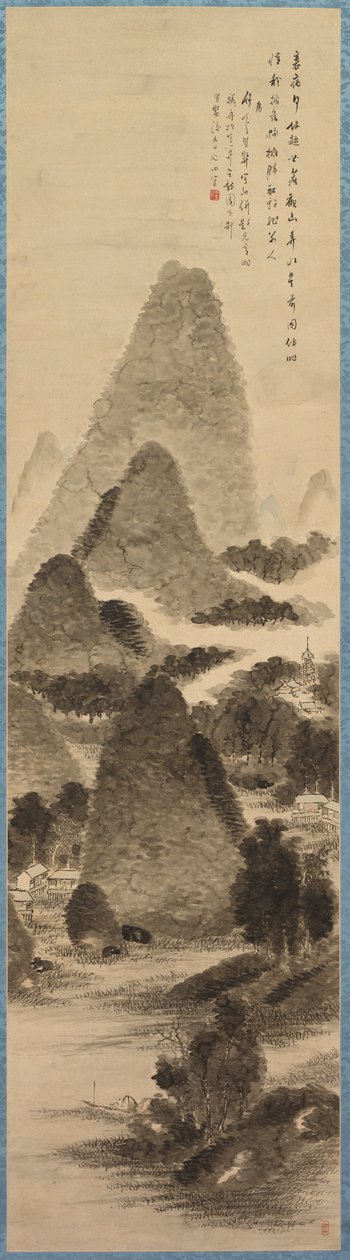 有船的风景 作者 田野村筑传