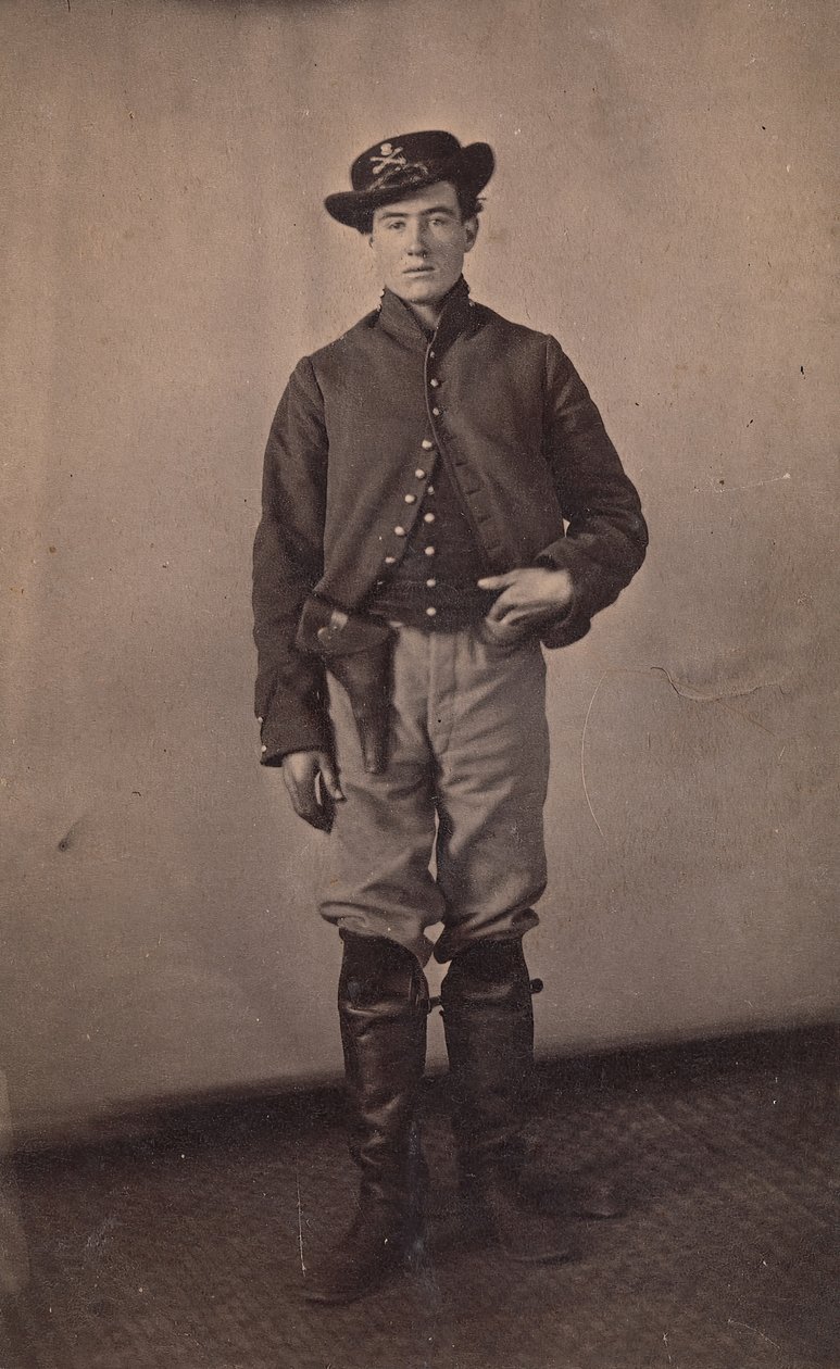 1861-65年，手持手枪的联邦骑兵士兵。 作者 Tappin 的摄影艺术画廊