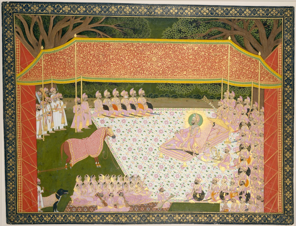 马哈拉纳-萨鲁普-辛格（Maharana Sarup Singh）检查一匹获奖种马，1845-46年。 作者 去皮